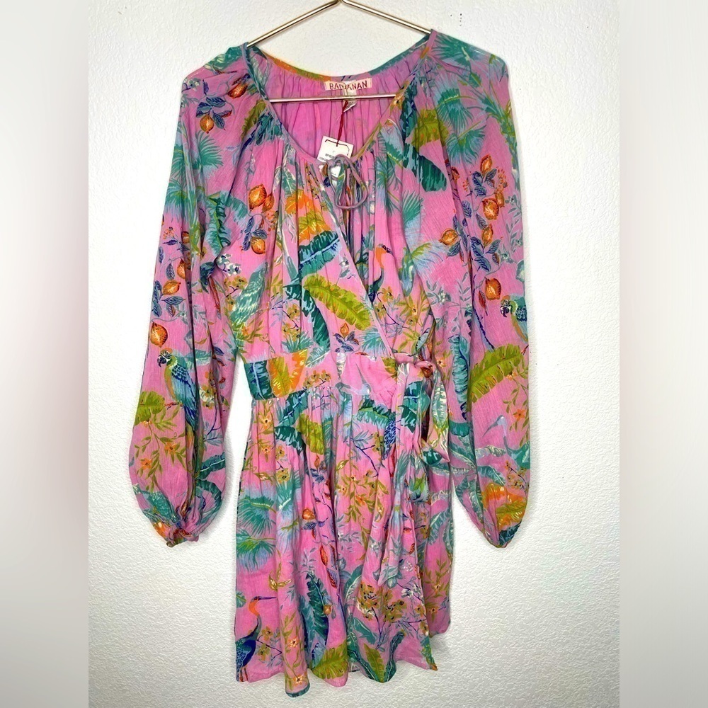 Banjanan dress mini NWT sz M pink floral wrap
